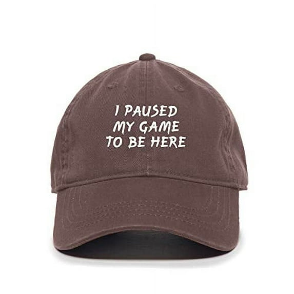 I Paused My Game to Be Here Baseball Cap Embroidered Cotton Adjustable Dad Hat Brown