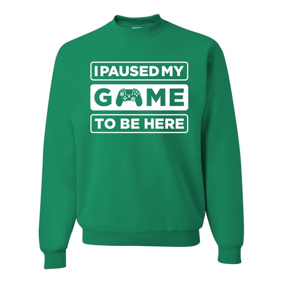I Paused My Game to be Here Gaming Sports Unisex Crewneck Graphic Sweatshirt, Kelly, 3XL