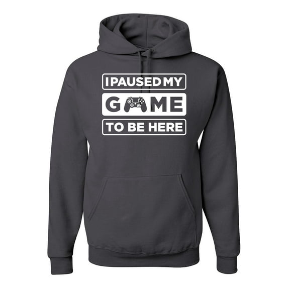 I Paused My Game to be Here Gaming Sports Unisex Graphic Hoodie Sweatshirt, Charcoal, 3XL