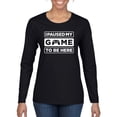 thumbnail image 1 of I Paused My Game to be Here Gaming Sports Womens Graphic Long Sleeve T-Shirt, Black, Medium, 1 of 3