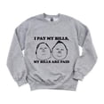 thumbnail image 1 of I Pay My Bills My Bills Are Paid Funny Financial Secure Sweatshirt, for men & women, up to size 5XL, 1 of 3