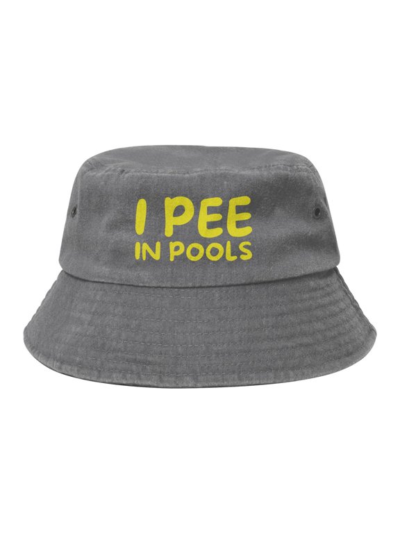 I Pee In Pools Logo Washed Bucket Hat For Men Women Denim Bucket Hat Sun Hat Cowboy Fishing Beach Hat