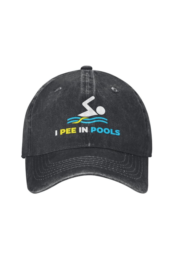 I Pee In Pools Logos Cowboy Hat Baseball Hat Trucker Hat For Men Women Retro Denim Hats Baseball Cap Dad Hat