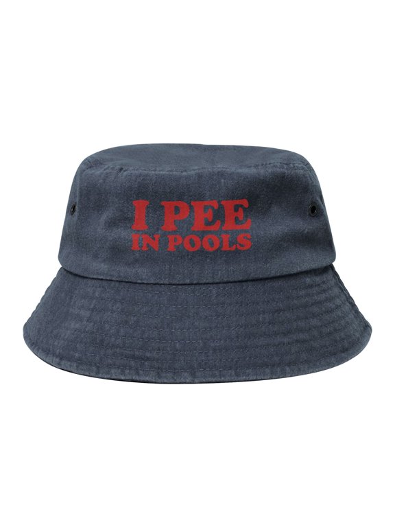 I Pee In Pools Washed Bucket Hat For Men Women Denim Bucket Hat Sun Hat Cowboy Fishing Beach Hat