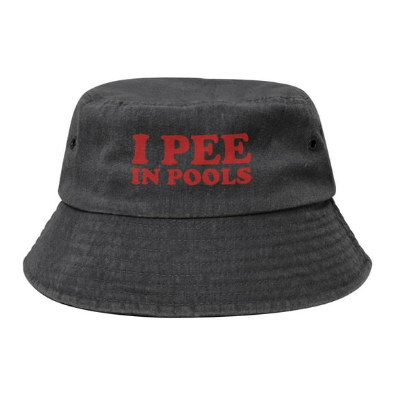 I Pee In Pools Washed Bucket Hat For Men Women Denim Bucket Hat Sun Hat Cowboy Fishing Beach Hat