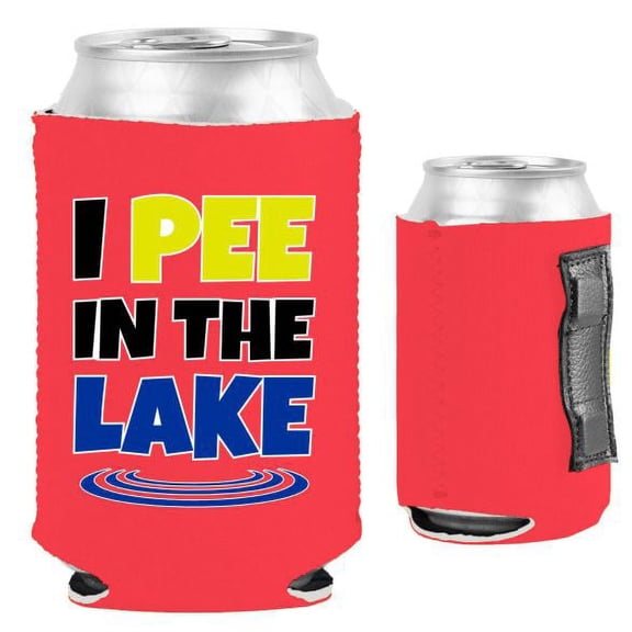 I Pee In The Lake Magnetic Can Coolie (Pink)