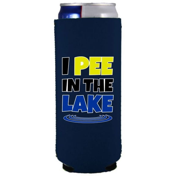 I Pee In The Lake Slim Can Coolie (Navy)
