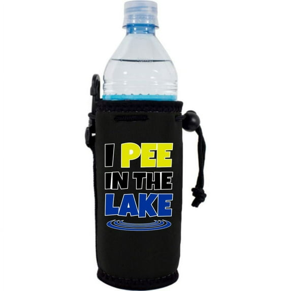 I Pee In The Lake Water Bottle Coolie (Black)