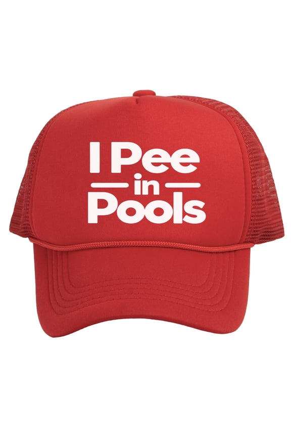 I Pee In The Pools Hat - Funny Trucker Hats For Men Women Silly Hats Red