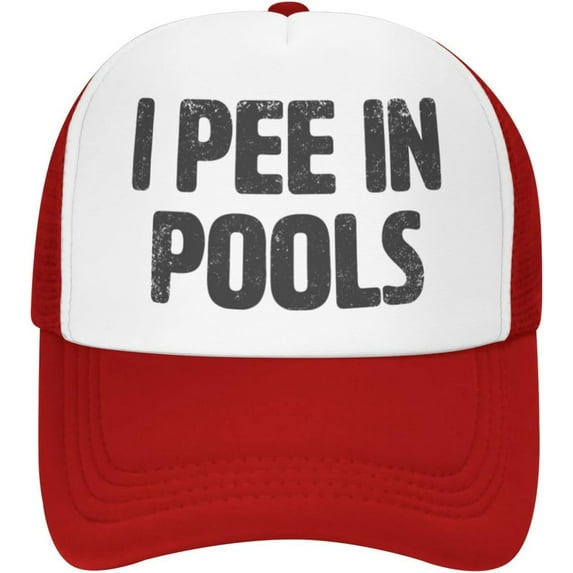 I Pee in Pool Funny Swimming Trucker Hat Women Mesh Baseball Cap Cowboy Hat Men Dad Hat AdjustableHat Black