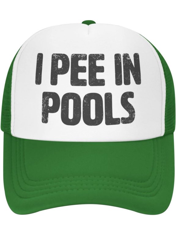 I Pee in Pool Funny Swimming Trucker Hat Women Mesh Baseball Cap Cowboy Hat Men Dad Hat AdjustableHat Black