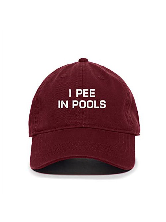 I Pee in Pools Baseball Cap Embroidered Cotton Adjustable Dad Hat Burgundy