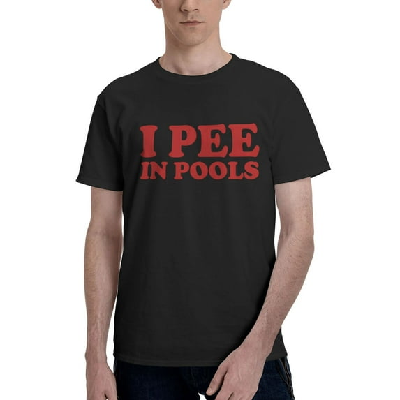 I Pee in Pools Men's Short Sleeve Crew Neck T Shirt Athletic Running Gym Workout Black Tee Tops Large