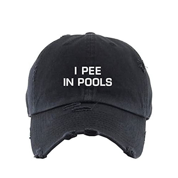 I Pee in Pools Vintage Baseball Cap Embroidered Cotton Adjustable Distressed Dad Hat Brush Black