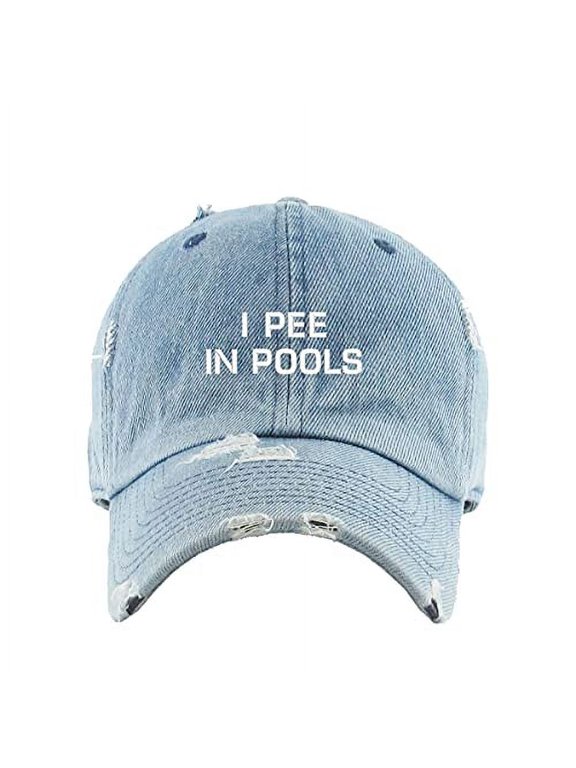 I Pee in Pools Vintage Baseball Cap Embroidered Cotton Adjustable Distressed Dad Hat Light Denim