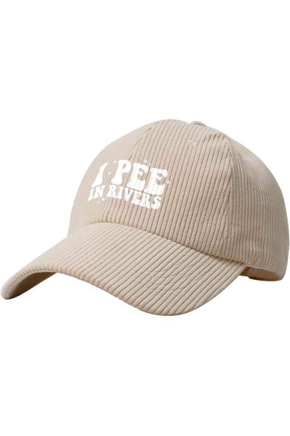 I Pee in River Hat Corduroy Baseball Cap Vintage Adjustable Trucker Caps for Outdoor Travel Beige