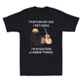 thumbnail image 1 of I Pet Dogs I Play Guitar Music Lover Funny Cotton T-Shirt, for Men & Women, up to Size 5XL, 1 of 2