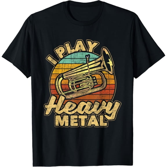 I Play Heavy Metal - Colorful Retro Baritone Marching Band T-Shirt