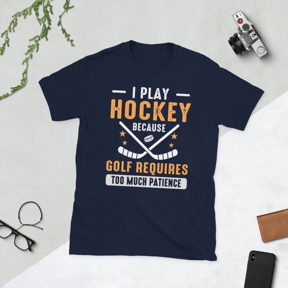 I Play Ice Hockey Expert Player Hockey Sports Lover Short-Sleeve Unisex T-Shirt (Navy, 3XL)