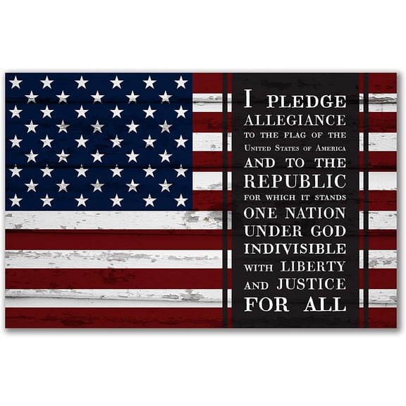I Pledge Allegiance Rustic Wood Sign 12x18