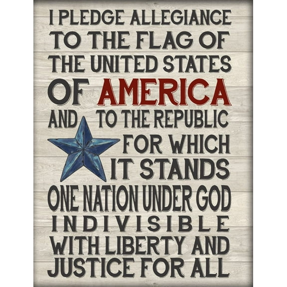 I Pledge Allegiance to the Flag Patriotic Wall Art Print, Inspirational Decor for Home, Office, Man Cave, Bedroom, Bar, Store - Wall Art Poster