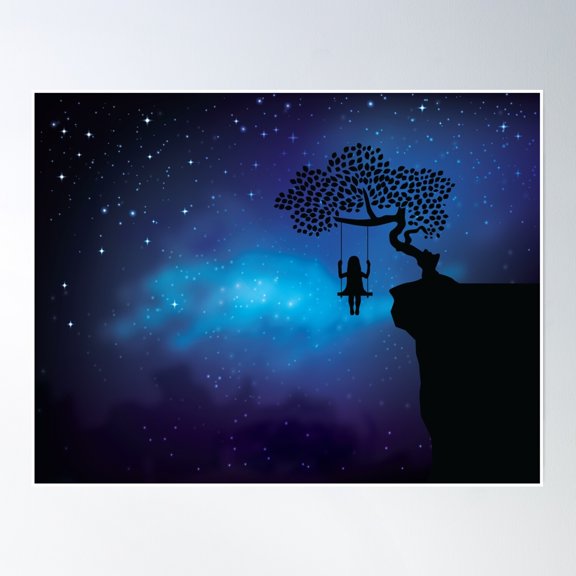 I Ponder Nightscape Poster Wall Art, Modern Wall Decor, 12x18 UNFRAMED