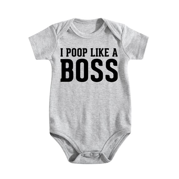 I Poop Like A Boss - Baby Clothes - Funny Newborn Bodysuit Outfits for Boys And Girls Light Gray-style-1 3-6M