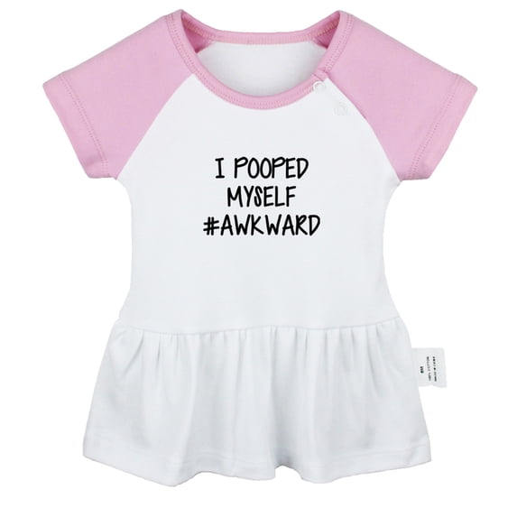 I Pooped Myself #Awkward Funny Dresses For Baby, Newborn Babies Skirts, Infant Princess Dress, 0-24M Kids Graphic Clothes (Pink Raglan Dresses, 12-18 Months)