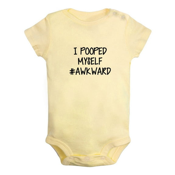 I Pooped Myself #Awkward Funny Rompers For Babies, Newborn Baby Unisex Bodysuits, Infant Jumpsuits, Toddler 0-24 Months Kids One-Piece Oufits (Yellow, 0-6 Months)