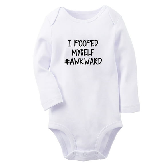 I Pooped Myself #Awkward Funny Rompers, Newborn Baby Unisex Bodysuits, Infant Jumpsuits, Toddler 0-12 Months Kids Long Sleeves Oufits (White, 0-6 Months)