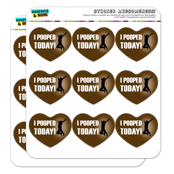 I Pooped Today Jumping for Joy 2" Heart Shaped Planner Calendar Scrapbook Craft Opaque Stickers