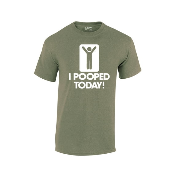 I Pooped Today T-shirt Funny Humorous Comic Stick Figure Sign Happy Short Sleeve Tee Shirt-Heathermilitar
