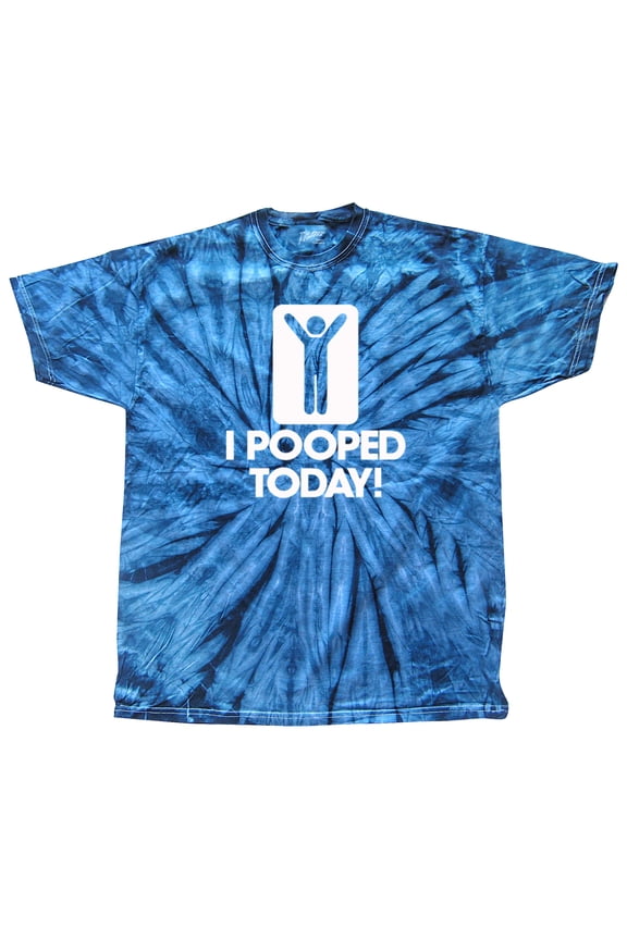 I Pooped Today T-shirt Funny Humorous Comic Stick Figure Sign Happy Short Sleeve Tee Shirt-Navytiedye-Med