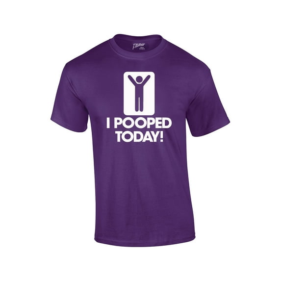 I Pooped Today T-shirt Funny Humorous Comic Stick Figure Sign Happy Short Sleeve Tee Shirt-Purple-XXL