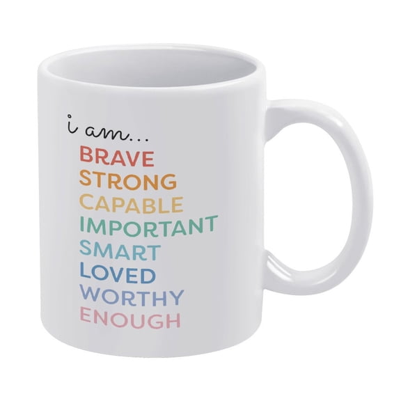 I Am Positive Affirmations, Kids Pre-School Homeschool Montessori Classroom Inspirat,Funny Coffee Mug,Man Cave Prints,The Best Gift for Colleagues,Parents,And Grandparents, 110z Men And Women
