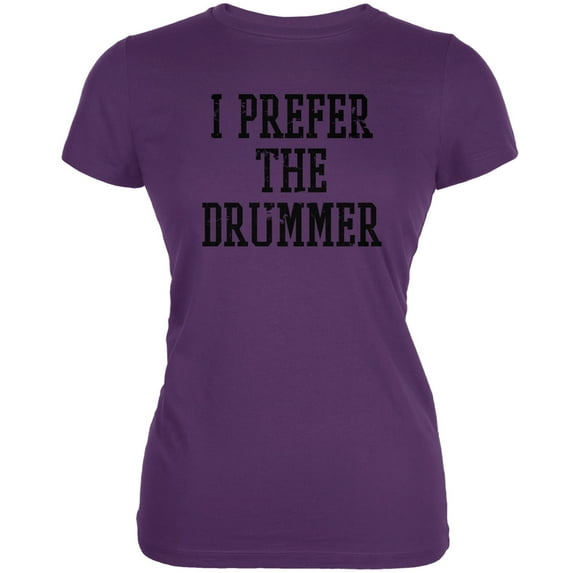 I Prefer The Drummer Purple Juniors Soft T-Shirt - Large