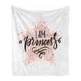 thumbnail image 1 of I am a Princess Soft Flannel Fleece Throw Blanket, Modern Calligraphic Words on Dotted Background Hand Lettering, Cozy Plush for Indoor and Outdoor Use, 50" x 60", Black White and Blush, by Ambesonne, 1 of 6