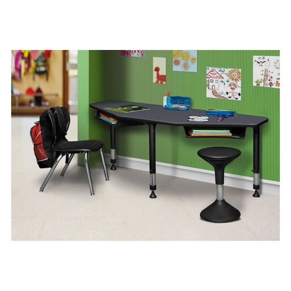 I-Promise 60" 2 Student Desk with Book Storage- Grey