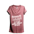 thumbnail image 1 of I Promise To Live Laugh Love Women's Fashion Relaxed V-Neck T-Shirt Tee Heather Rouge X-Large, 1 of 3