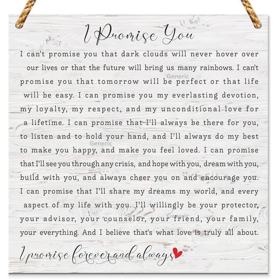 I Promise You Wood Sign, Valentines Day Gifts for Couples, Gifts for Girlfriend from Boyfriend, Anniversary Wedding Gifts for Her Him Wood Sign Wooden Wall Decor 8 * 8 inch