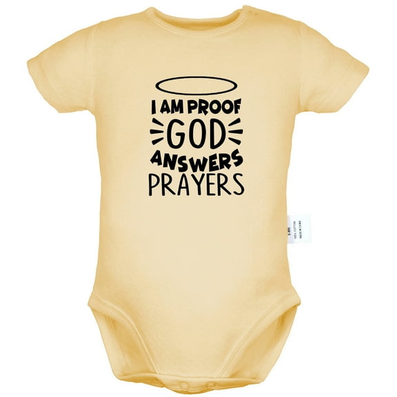 I am Proof God Answers Prayers Funny Rompers For Babies, Newborn Baby Unisex Bodysuits, Infant Jumpsuits, Toddler 0-24 Months Kids One-Piece Oufits (Yellow, 18-24 Months)