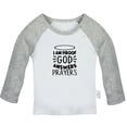 thumbnail image 1 of I am Proof God Answers Prayers Funny T shirt For Baby, Newborn Babies T-shirts, Infant Tops, 0-24M Kids Graphic Tees Clothing (Long Gray Raglan T-shirt, 0-6 Months), 1 of 4