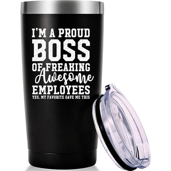 I Am A Proud Boss Travel Mug Tumbler.Funny Boss Day,Office Gifts.Moving Appreciation Retirement Birthday Christmas Gifts For Men Women Boss Boss Lady From Employees(20oz Black)
