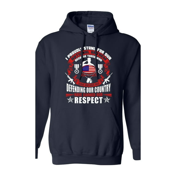 I Proudly Stand For Our National Anthem Patriotic Soldier DT Sweatshirt Hoodie