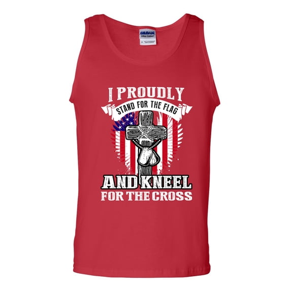 I Proudly Stand For The Flag And Kneel For The Cross DT Adult Tank Top