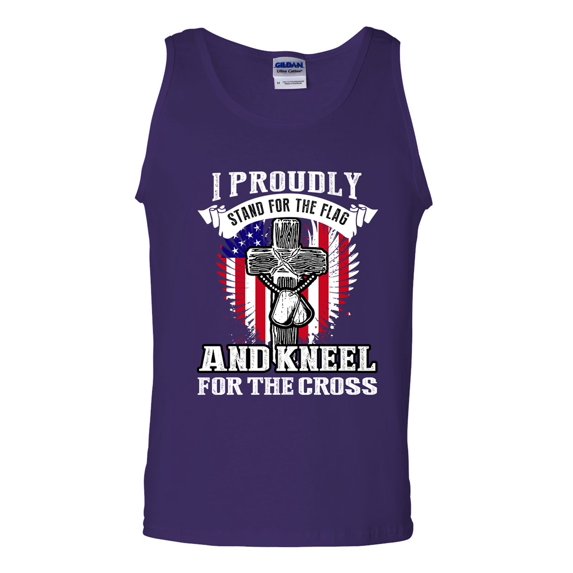 I Proudly Stand For The Flag And Kneel For The Cross DT Adult Tank Top