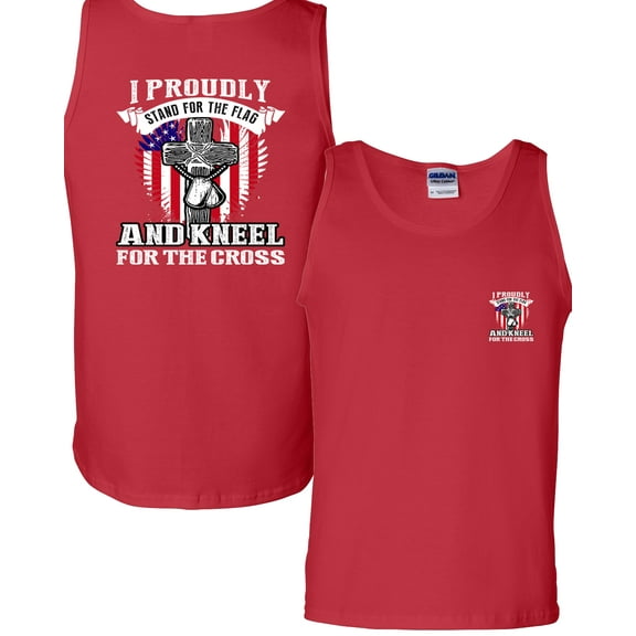 I Proudly Stand For The Flag Kneel For The Cross Front Back DT Adult Tank Top