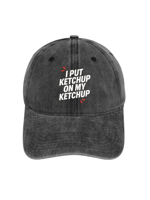 I Put Ketchup On My Ketchup Charcoal Baseball Cap for Men Women, Adjustable Snapback Hats Cotton Hat