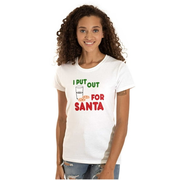 I Put Out For Santa Christmas Cookies Womens Fitted Plus Size Graphic Tee Brisco Brands 2X