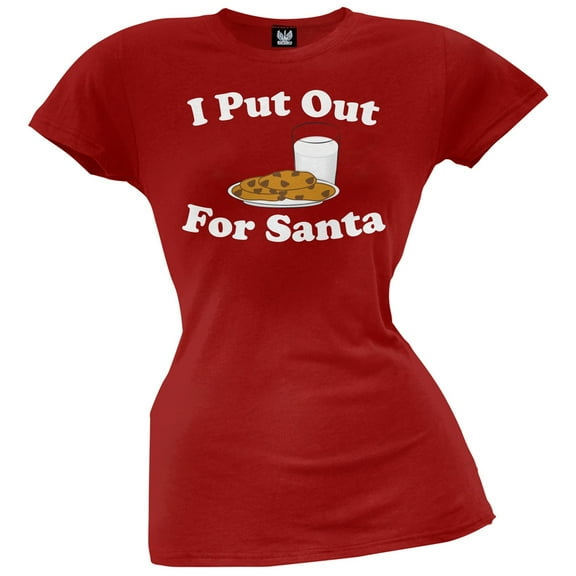 I Put Out For Santa Red Juniors T-Shirt - Medium